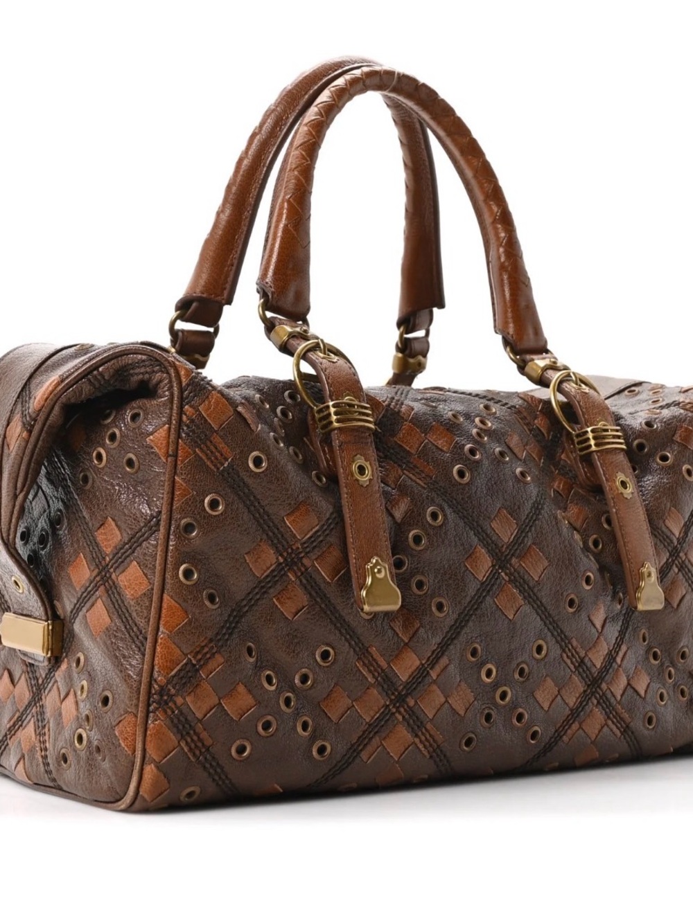 BOTTEGA VENETA Goatskin Grommet Boston Handbag - Picture 2 of 9